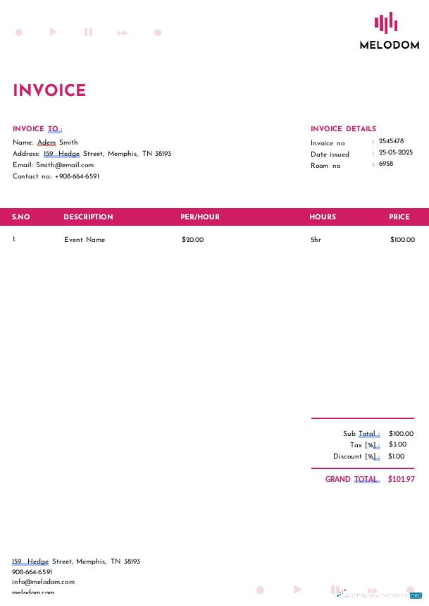 Download Music Festival Invoice Template Photoshop template